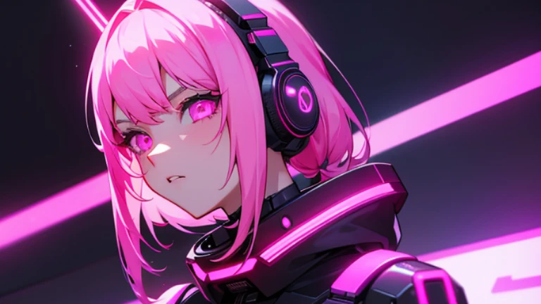 1 girl, pink neon ,Android, 女性Android , cyber punk, club,Dim lighting, neon signs,fc portrait, neon,cyber punk, Futuristic ,
