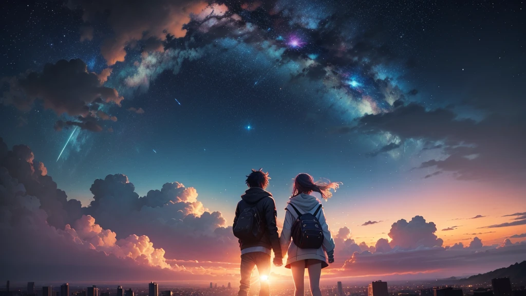 
anime - escena de estilo de un hermoso cielo con una estrella y un planeta, cosmic skies. por makoto shinkai, Fondo de pantalla de arte anime 4k, Fondo de pantalla de arte anime 4K, fondo de pantalla de arte anime 8k, Fondo de pantalla animado 4K, fondo de pantalla animado 4k, Fondo de pantalla animado 4k, cielo animado, amazing wallpaper, fondo animado, planeta cielo en el fondo, fondo animado art