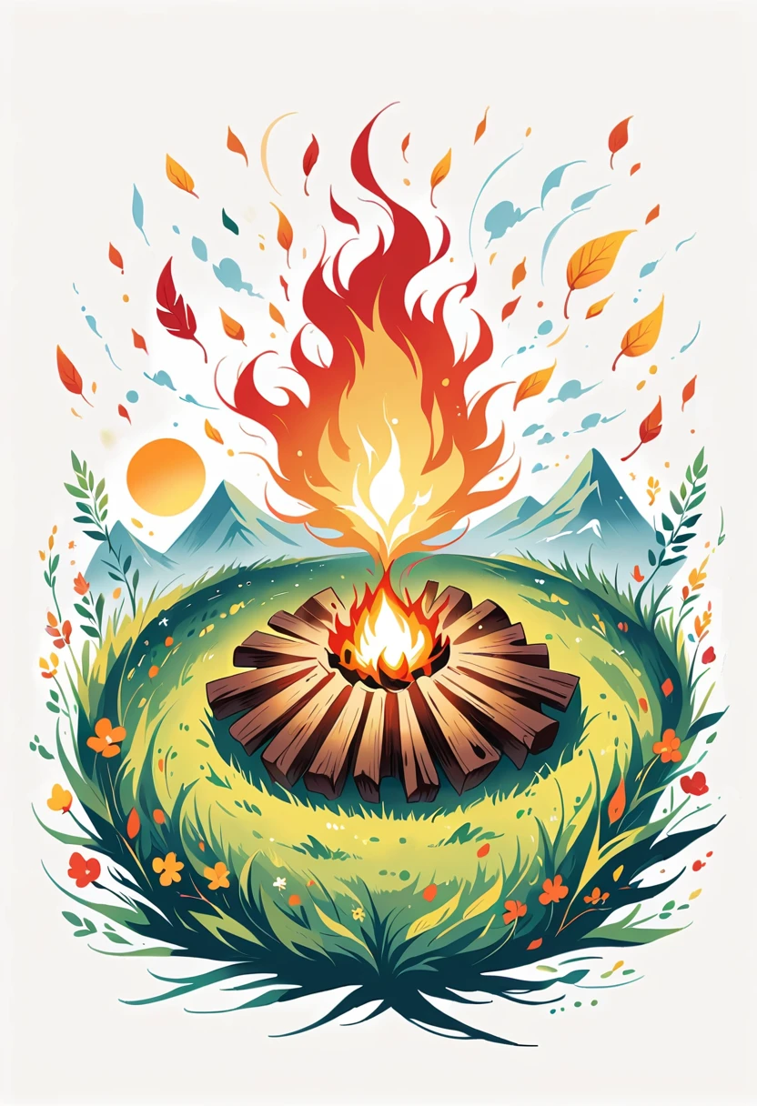 (bonfire:1.5),Simple lines,Minimalism,abstraction,Lots of white space