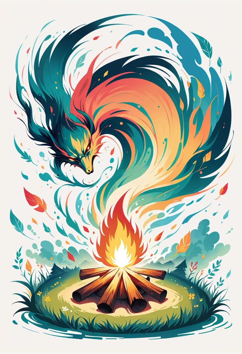 (bonfire:1.5),Simple lines,Minimalism,abstraction,Lots of white space