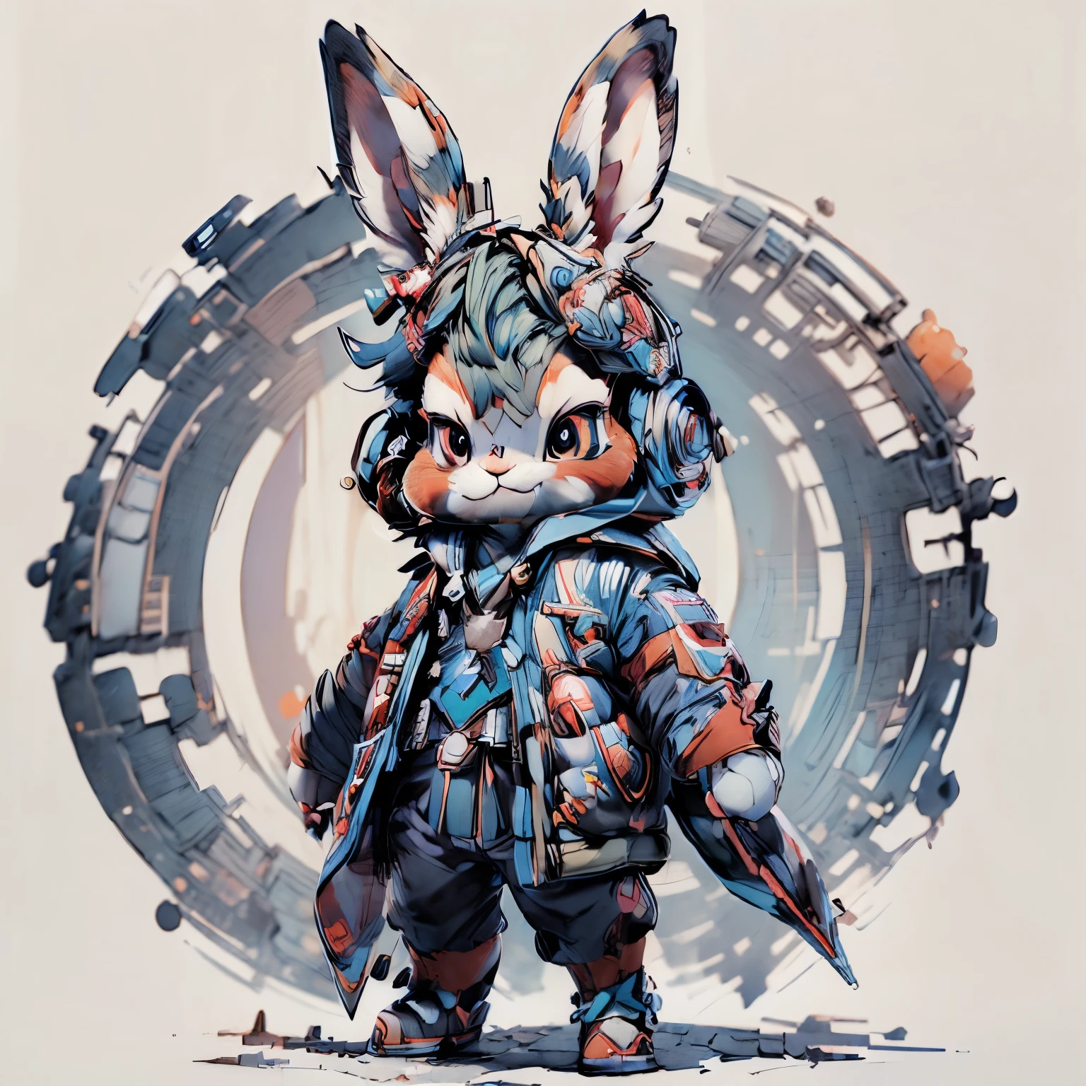 ((((masterpiece, best quality, ultra detail, very_high_resolution, large_filesize, full color)))), Rabbit, Wearing armor,戦闘Rabbit, He has a gun, 戦うRabbit,