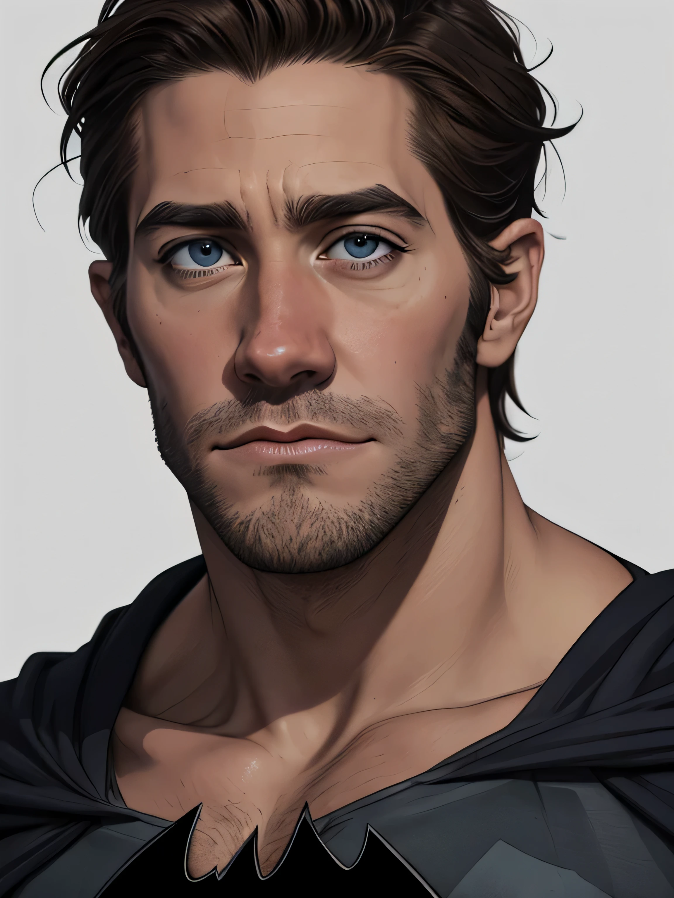 Jake Gyllenhaal as Batman , white background , realistic character style , realistic art