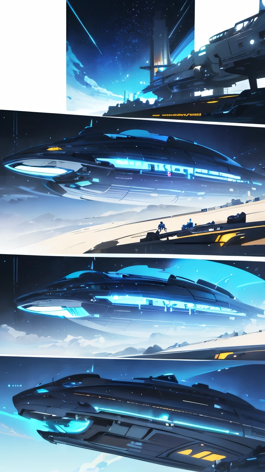 sketches blueprint of futuristic sci-fi huge spacecraft, warp engines, formulas and annotations, schematic by parts, golden ratio, fake detail, trending pixiv fanbox, acrylic palette knife, style of makoto shinkai studio ghibli genshin impact james gilleard greg rutkowski chiho aoshima