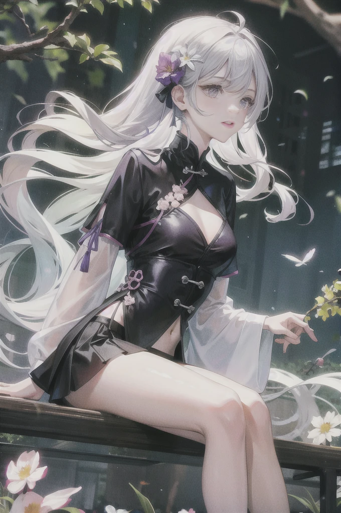figure four sitting,(figure four sitting),(pov),(gradient background),(gohei),(anime screencap),(angel),(ahoge),(high ponytail),(Silver hair),(grin),(on side),(outstretched arm),(knees together),(light smile),(one eye closed),(chiffon dress),(hair flower),(flat_chest),,profile,full body,overall view,,starry sky,clusters of stars,photo (medium) ,white_hair/blonde_eyes,open mouth,looking at another,gill support,hand on own face,shushing,slim legs,expressionless,pettiskirt,{{{masterpiece}}},{extremely detailed CG unity 8k wallpaper},best quality,Amazing,finely detail,solo,cinematic lighting,close-up,{{floating hair}},{{Sakura}},outdoors,sky,{{wind}},detailed background,beautiful detailed eyes,,bright pupils,{{full body}}, dynamic pose,dynamic angle,looking at viewer,detailed clothes,,apron,