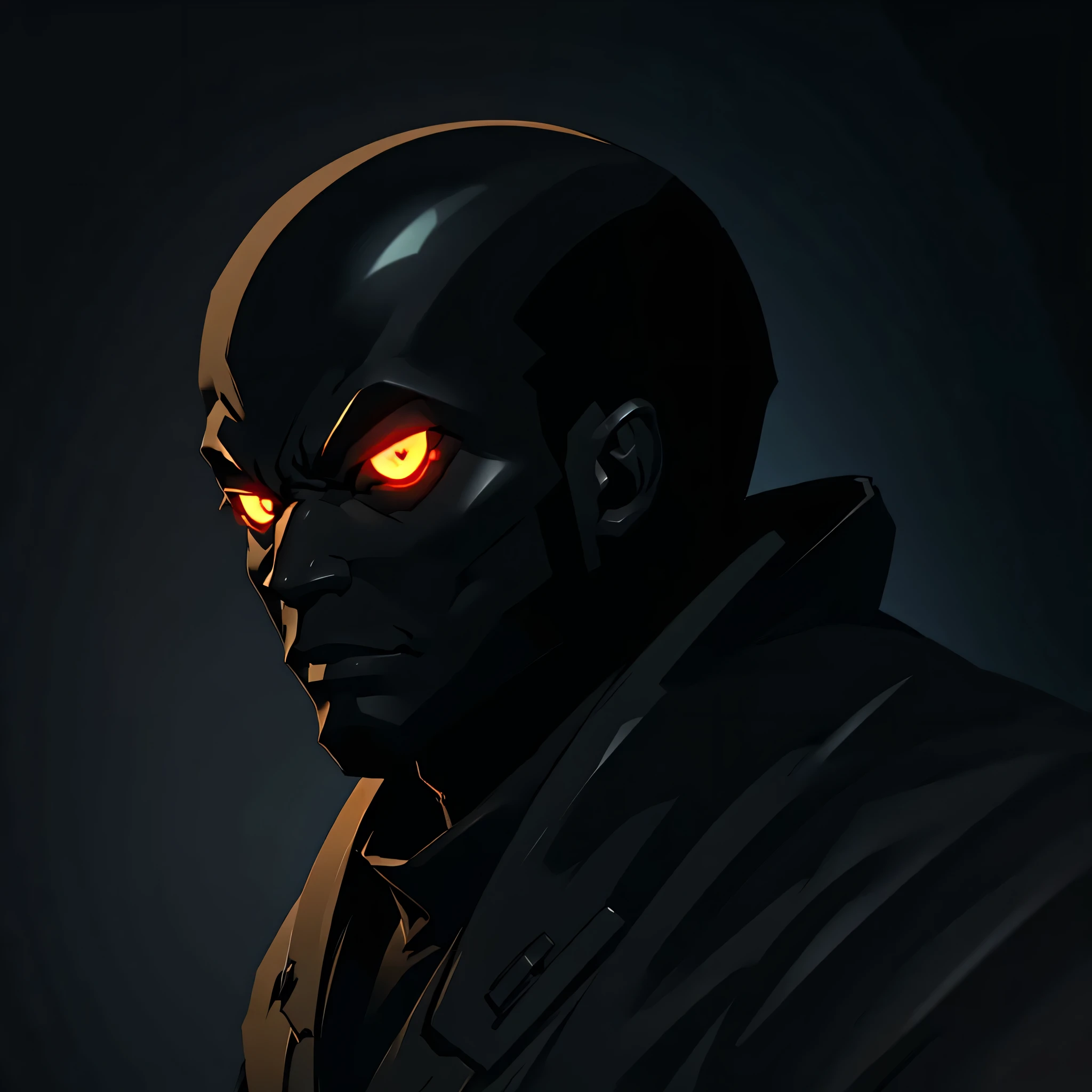 Game Art design, black guy with glowing electric eyes.