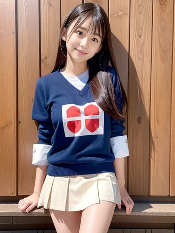 high school girl、、Wearing an armband、Japanese women,(whole body)、17 years old、Wearing a miniskirt、 Very beautiful face, Beautiful girls, Beautiful realistic face,