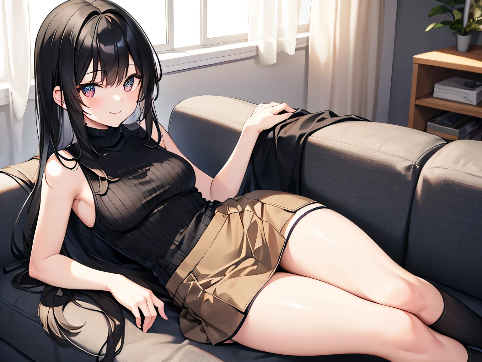 NSFW,masterpiece, top quality , high res, very detailed,Hitachi Mako 、Yuzu Soft、 black hair、 medium hair、Green Eyes、 、 medium bust,hitachi_Week_casual_2、casual 2 、side lock、 short hair and long hair、、x Hair accessories、 hair clip、 green shirt 、 halter neck 、 cross halter、 kimono、White clothing、 short kimono、band、 SHORTS、 white socks、 ankle socks 、 sneakers