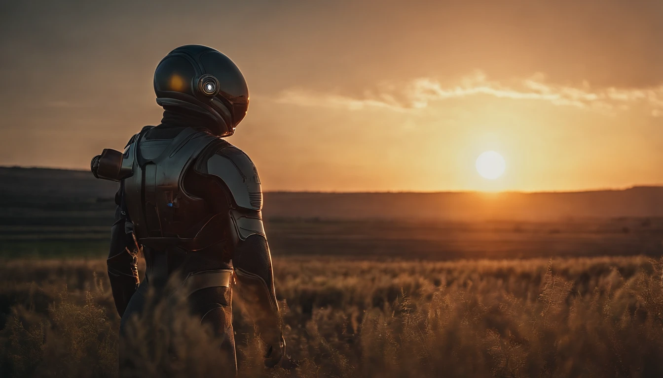 Strange alien landscape, Twin Suns, Atmospheric Color, fields, Background tree々, Dense foliage, animal, picturesque, photograph, synthwave