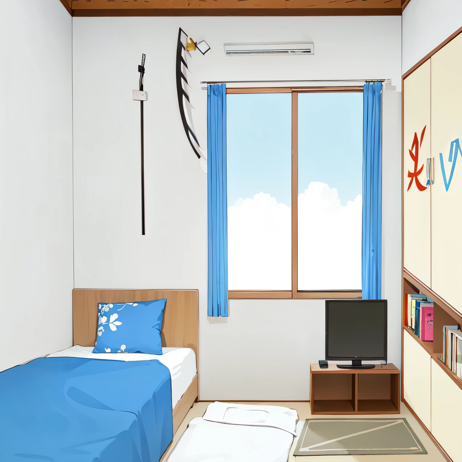 Male living alone, unattended, indoor apartment, straight ahead, tatami mat, futon , straight ahead, super low angle , no sofa, no accessories, no chair, no table --auto --s2