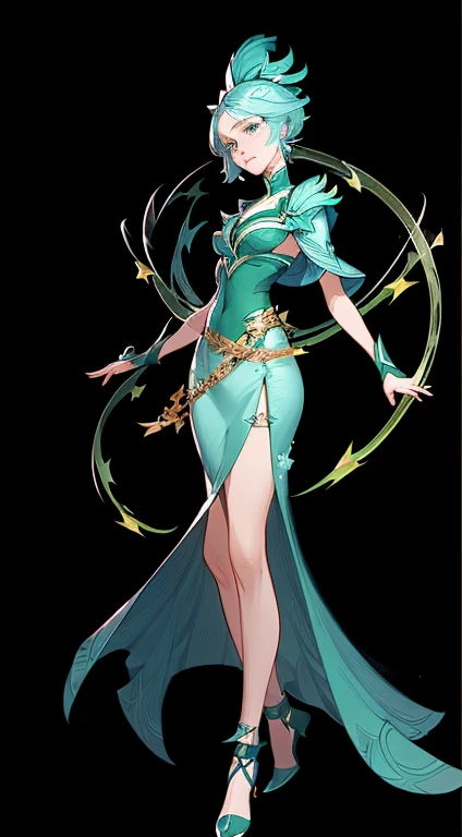 1 beautiful woman,A Necromancer,Green clothing,standing full-body,solo,Clear facial features,(tmasterpiece,top Quority,best qualtiy,Ultra-high resolution,Clear facial features,beautidful eyes,beauitful face)