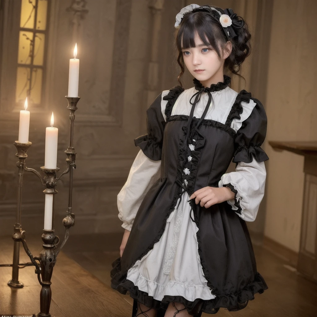 1girl, , Famous idol, 1cute girl, very young face, masterpiece, high quality, small face, （very small tits:1.8）Gothic lolita fashion style, dramatic angle:1.4, Stroll around town,half smile:0.5, (low-angle view:1.4), (upskirt:1.4)