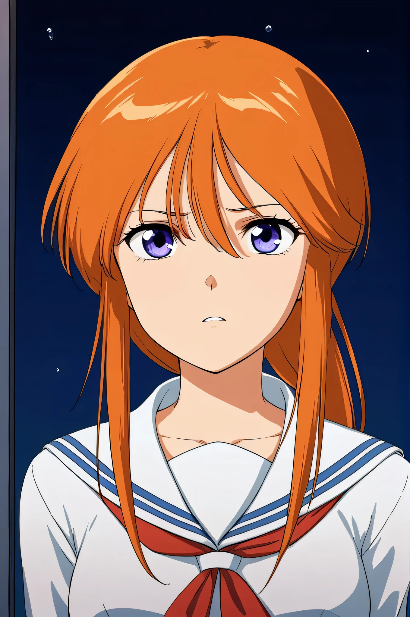 One Girl,alone,lppl2,look up,upper_body,orange_hair,Sailor suit,Highest_quality,anime_Screen Cap,Watery eye,Embarrassing,View your viewers,