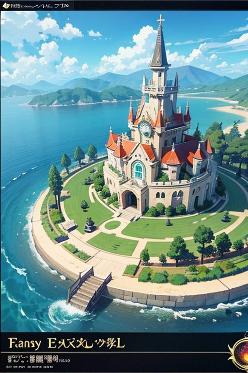 fantasy world, estilo isekai de anime, zona de comercio en la playa, estilo pixel art