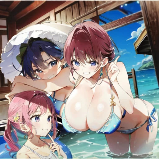 25 year old sister、cute、Beauty、Grin、Blushing older sister、Blue Bikini、