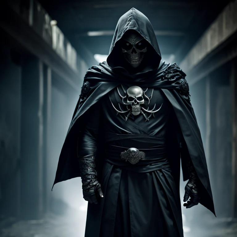 ((grim Reaper)) , ((a muscular grim Reaper dressed in black)), platinum blond hair, casting a powerfull spell, dramatic ball lightning between hands, dragon background, ancient chinese temple, highly detailed, photography, ultra sharp, film, bokeh, professional, 64k,Bust Shot:1.5