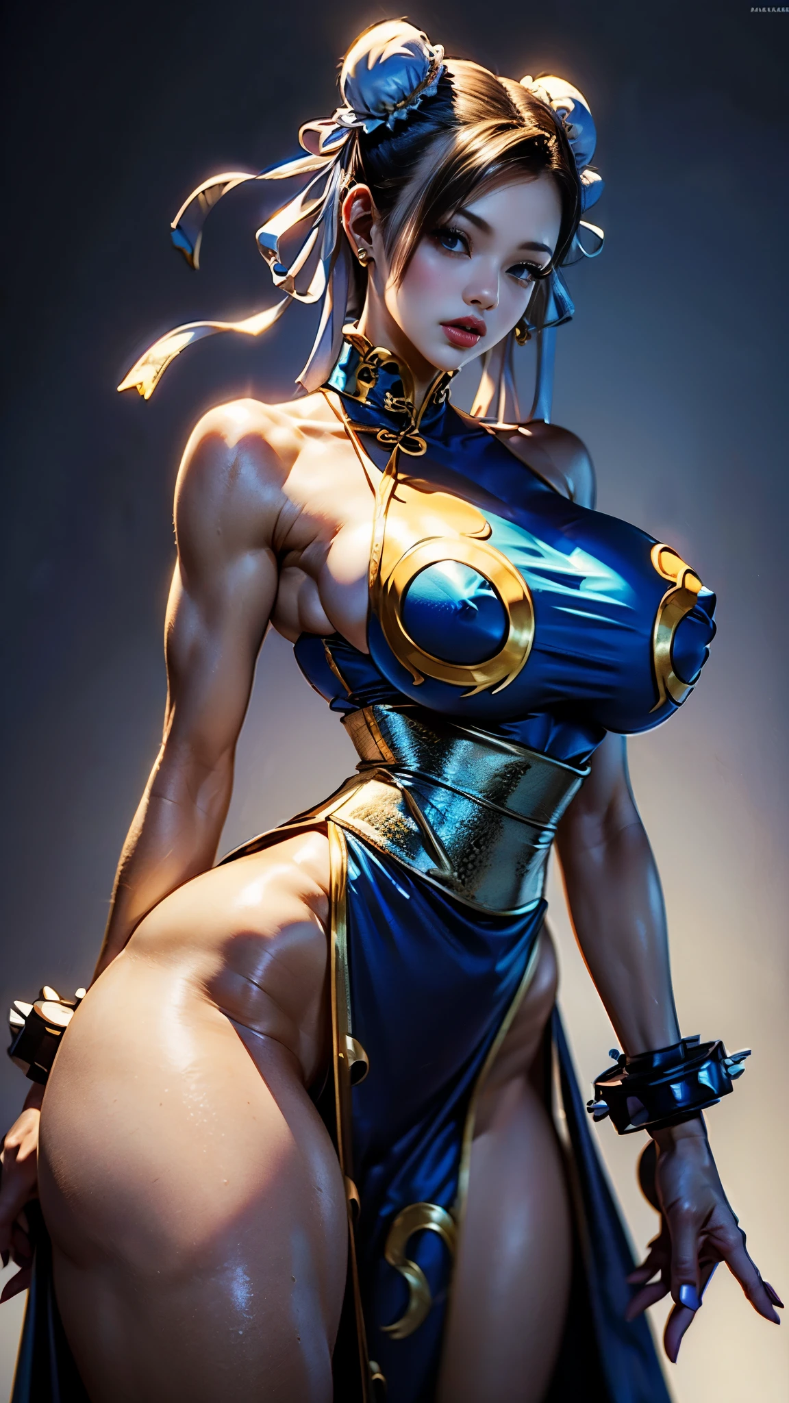 Boa Hancock wearing Chun Li's classic outfit,Masterpiece, best quality, ultra detailed, 8k, !( beautiful Boa Hancock wearing Chun li's classic outfit, perfect body, big thighs )