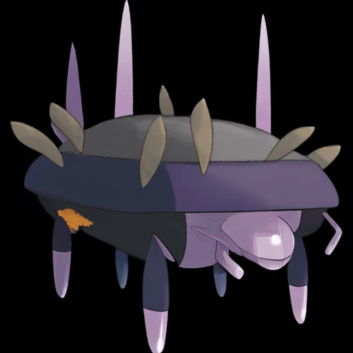 Type: Ground, Type: Bug Egg Group: Grass The monster's nose tip is yellow (orange:0.8) and can change shape to express emotions, much like the ears of some animals.,The monster's touch leaves a Silver imprint a temporary tattoo that bestows luck on those deemed worthy,Each of its scales contains a tiny Fuchsia dot, forming a complex mosaic that is unique to each individual,The creature's scales can interlock creating a Black armor that is nearly impervious to Ground attacks,It has a thick, Pink tail that it uses as a rudder when swimming,The creature's nails can grow instantaneously shooting out as Gray projectiles when it feels threatened,Its whiskers are highly sensitive and can detect the slightest changes in air currents,Its skin can change texture to mimic its surroundings, providing camouflage,It has a retractable Purple shell that it uses for defense or as a shelter during harsh weather.,The monster's breath can crystallize into Purple shards in cold temperatures, creating a dazzling but dangerous display., score_9, score_8_up, score_7_up, score_6_up, score_5_up, score_4_up.  Simple black background, (Masterpiece:1.3) (best quality:1.2) (high quality:1.1)