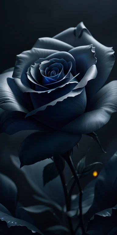 Black Rose、highest quality, Very detailed, "Black Roseの花+Crescent Moon+Night Sky" ,Ultra Wide Angle,Accent lighting,Volumetric lighting, (Detailed light),((Very delicate and beautiful)),High resolution、