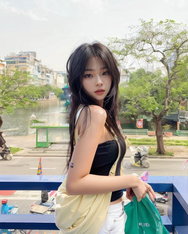 The Aravi woman sat on the ground,Holding a green purse, bae suzy, With black, Profile image, personal profile picture, leaked image, 🤬 🤮 💕 🎀, A young Asian woman, smooth in _ Background with, 😭 🤮 💕 🎀, jaeyeon nam, xision wu, cindy avelino, nivanh chanthara, Young Asian girl