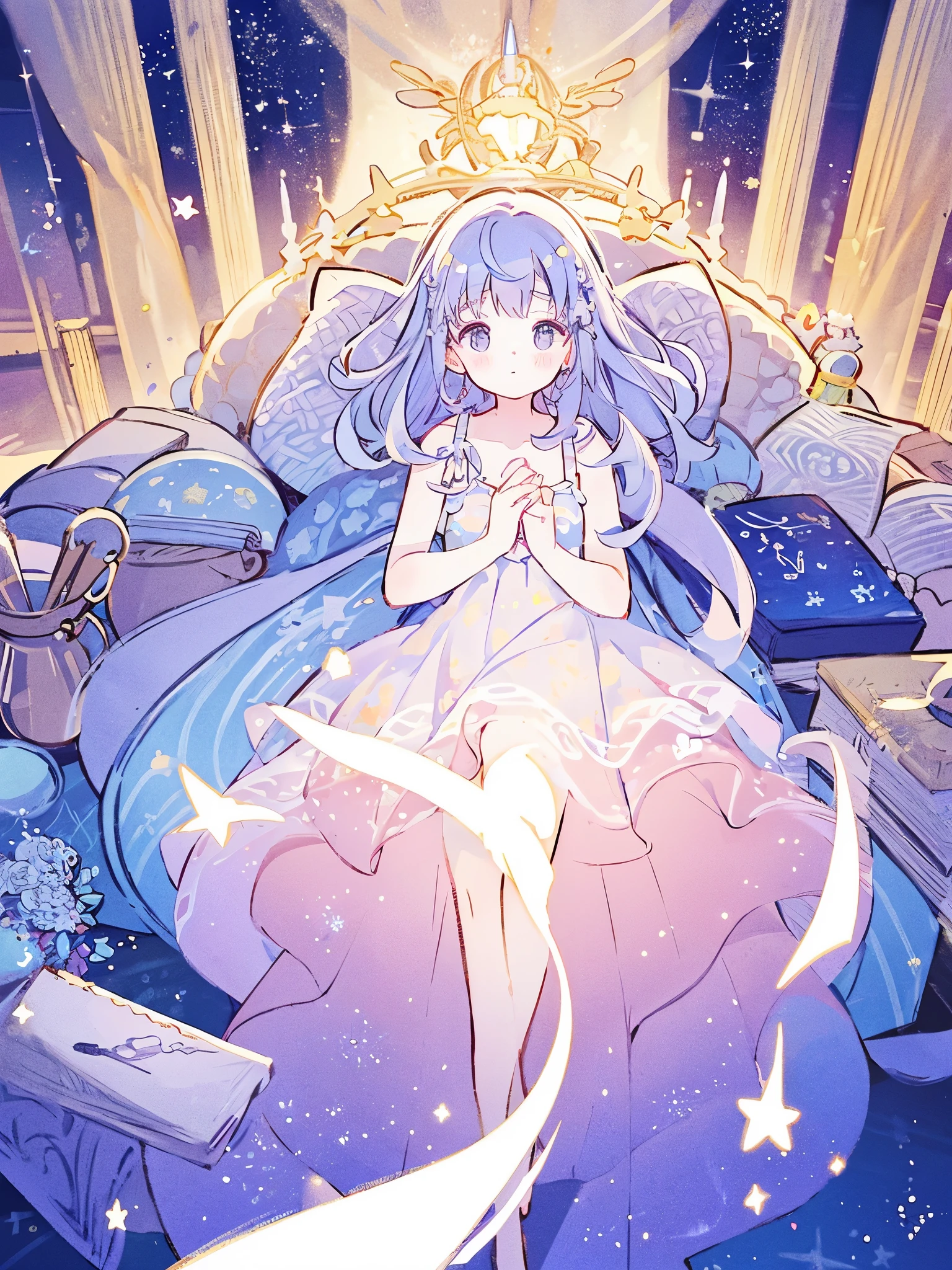 source_anime, score_9, score_8_up,
1girl, virtual youtuber, ninomae ina'nis, purple hair, tentacle hair, barefoot, pointy ears, white dress, halo, multicolored hair, floating object, sidelocks, looking at viewer, orange hair, blunt bangs, gradient hair, sitting, floating book, alternate costume, full body, blue eyes, knee up, feet, toes, closed mouth, bare shoulders