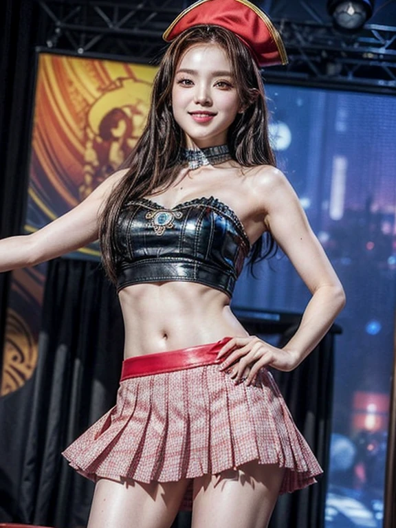 Sorrisos、Perfect girl body、Big Body Set((K-pop Idol))(Heart)((You're on stage(Live Action))Angle from below:Low angle、badge、nametag、ribbons、Mole、camel's toes、(miniskirts)pantiy、Lower breast、Super huge