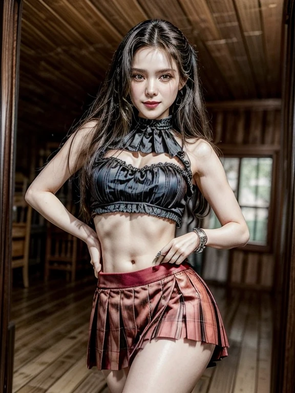 Plaid skirt, black choker