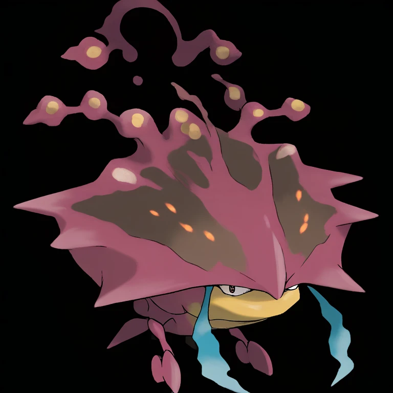 Type: Dragon, Type: Grass Egg Group: Bug The monster's breath causes the air to shimmer with Brown waves distorting reality in its wake,The monster's sneeze releases a burst of Cyan sparks a surprising and accidental defensive mechanism,The monster's belly rumbles can mimic the sounds of thunder, used to intimidate rivals,Its song consists of a series of Red notes, each with a specific meaning understood by its kind.,The creature has a set of gills, hinting at an evolutionary aquatic past,The animal's skin peels in Yellow flakes during molting season covering the ground in a sparkling carpet,Its eyelashes are coated in a Magenta dust that it uses to mark territory and communicate with others of its kind,It has a Fuchsia aura that flutters like a flame reacting to the creature's emotions and surroundings,The monster's eyes can see through illusions, piercing the veil between reality and mirage,It has a distinctive Cyan patch on its chest that is hot to the touch, indicating its Water nature, score_9, score_8_up, score_7_up, score_6_up, score_5_up, score_4_up. Simple black background, (Masterpiece:1.3) (best quality:1.2) (high quality:1.1)