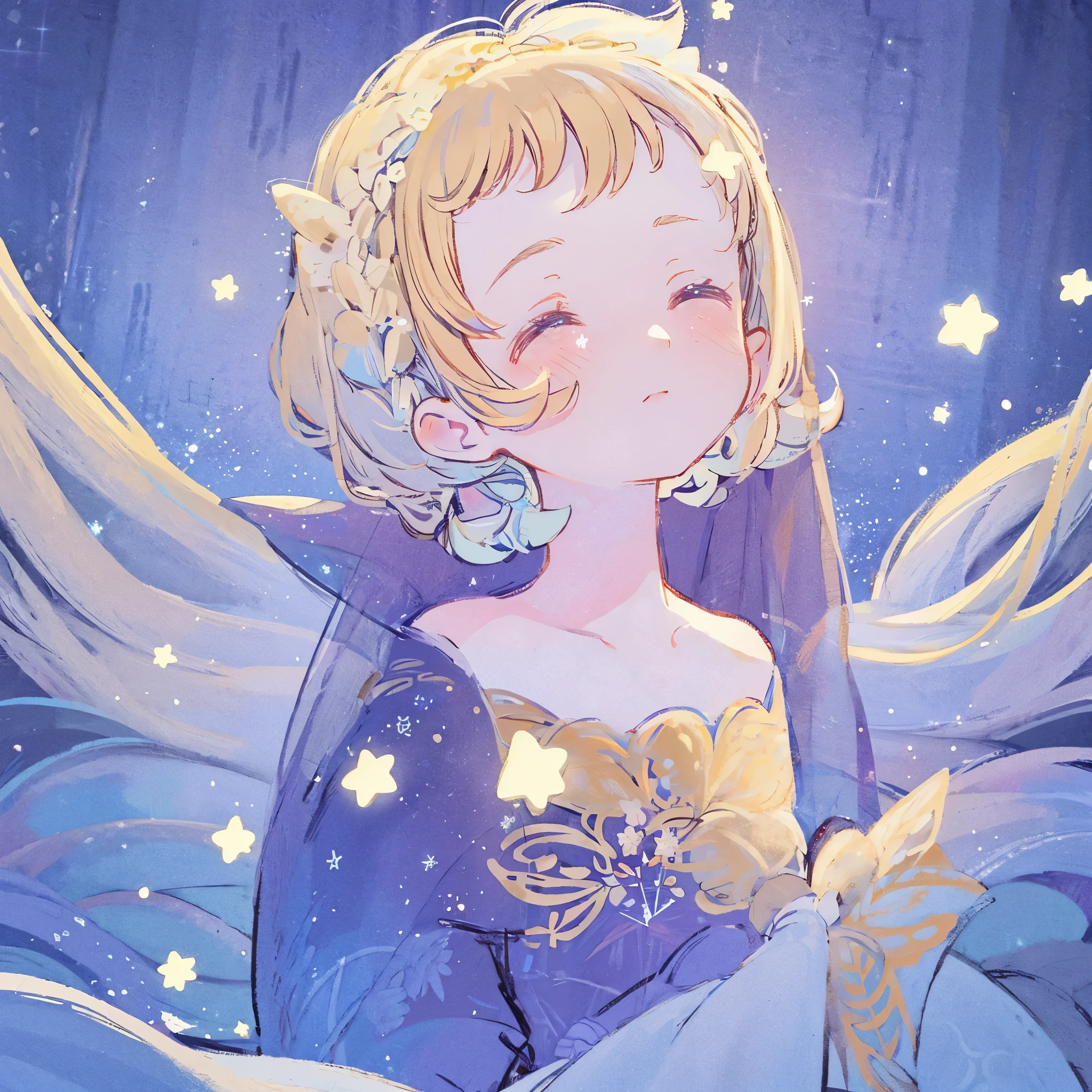 complex background, portrait, cute, wishing star background, a woman wearing an ethereal mystical pink translucent dress that reflects the stars, perfume promo art, mystic, complex drawing, highly detailed, Covergirl brand, promo art, artistic rendition, ethereal, starry night, midjourney style, beautiful face, golden ratio