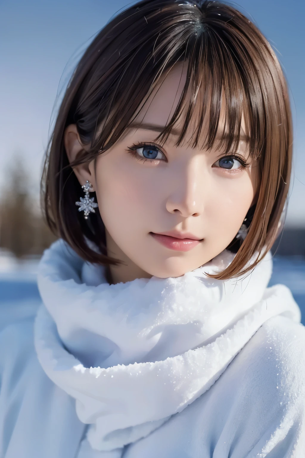 1 girl, (Winter clothes:1.2), Beautiful Japanese actresses,
Photogenic, Yukihime, Long eyelashes, Snowflake Earrings,
(RAW Photos, highest quality), (reality, Realistic:1.4), (Pieces fly),
Beautiful fine details, beautiful lip detail, highly detailed eyes and face,
Blake is
(Frozen snow fields in winter in Lapland), (The last traces of the evening sky:1.4),
Heavenly Beauty, Snow covered trees, Powder Snow,
Snowy field landscape at dusk,
Indigo and deep vermilion color scheme, playwright, Great atmosphere,
Blake is
Perfect Anatomy, Full body slender, Small breasts, (short hair:1.3), Angel'Smile,
Crystal skin, wake up, Capture the light