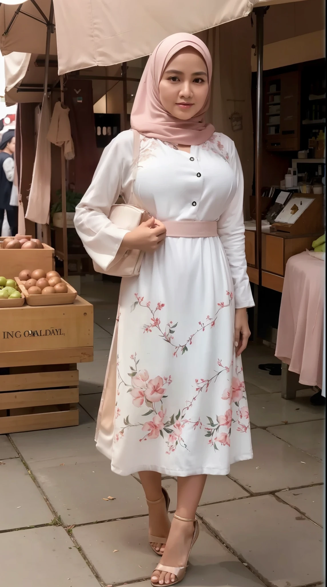 50 years Old, Hijab Indonesian mature woman, Big Tits : 66.9, Gamis, Breast out from her clothes : 1.9, at doctor office, Dark light, at Nighttime