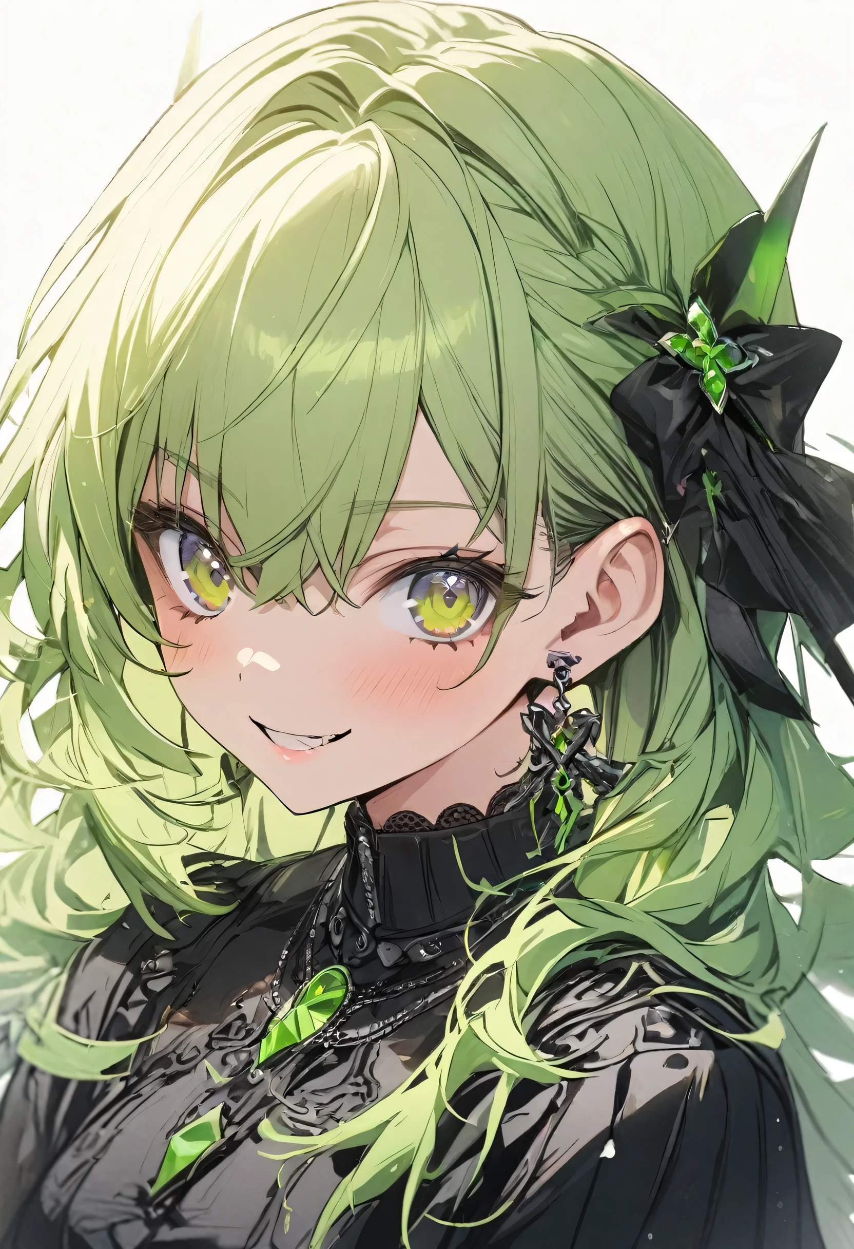 1girl, plhtalo green hair