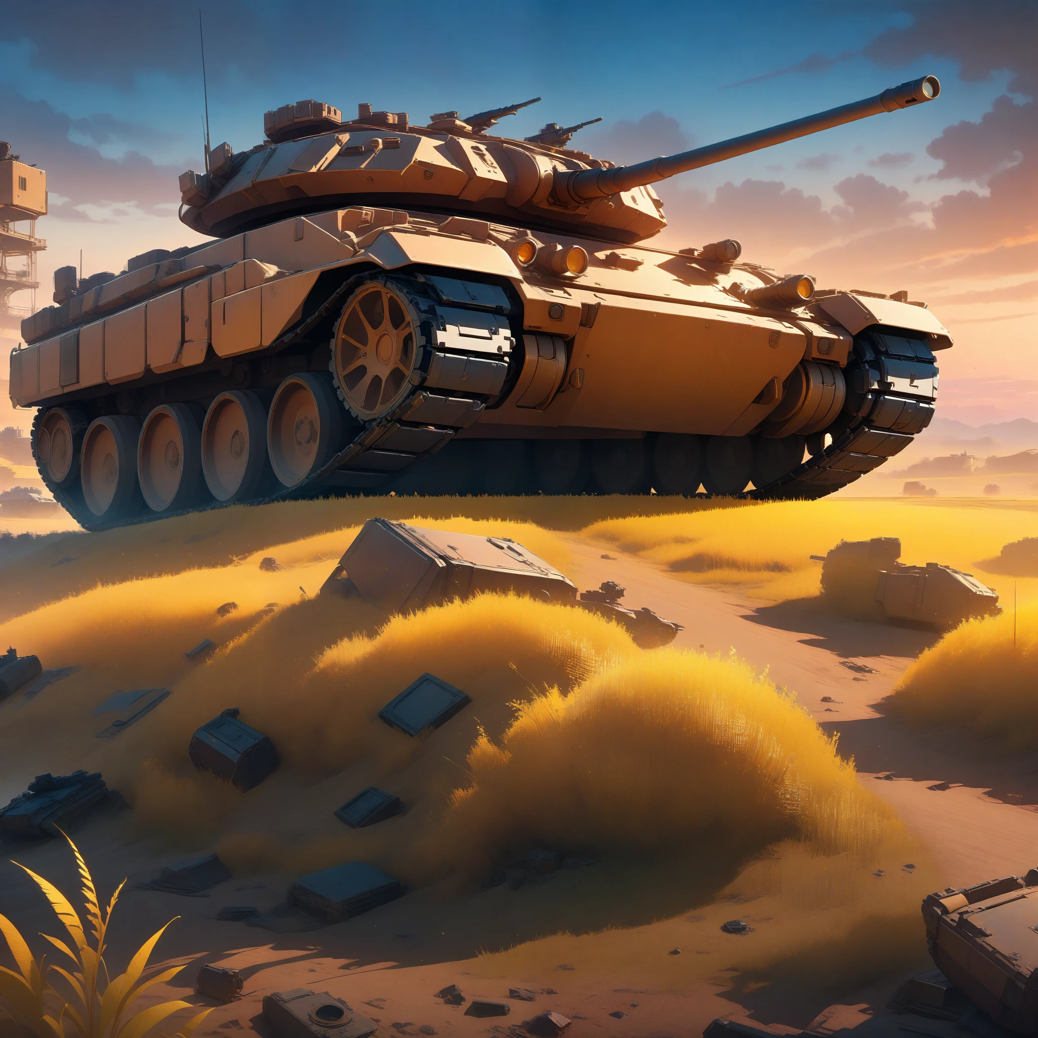 panzer, battle field, frontline, science fiction, 32k, ((masterpiece, best quality, ultra-detailed, an extremely delicate and beautiful)), ((extremely detailed CG unity 8k wallpaper)), ((award winning, ccurate, UHD, textured skin, chromatic aberration, perfect anatomy, golden ratio)), (concept art), (exquisite attention to detail), ((perfect_composition, perfect_design, perfect_layout, perfect_detail, ultra_detailed)), ((aesthetic harmony))