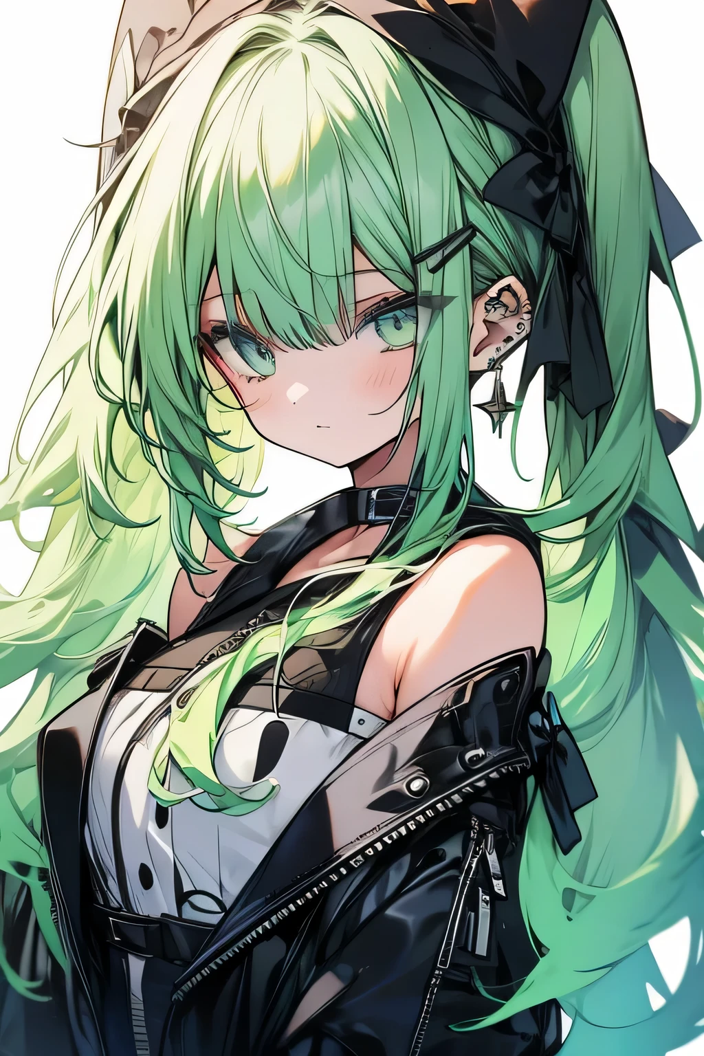 1girl, phtalo green hair