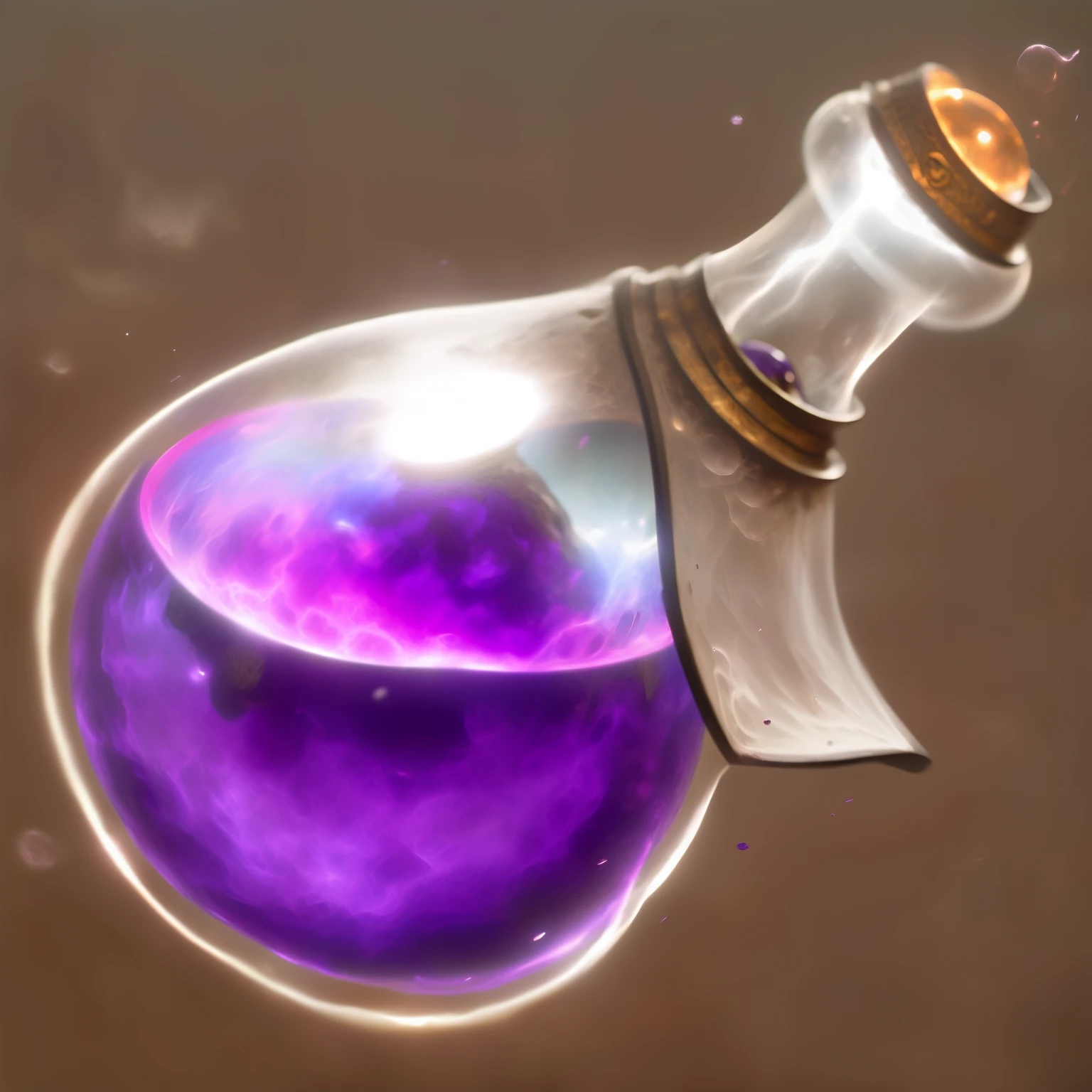 purple ball with a brown handle and a brown handle, Rendering Art, Fantasy game spell symbols, Artist interpretation, Fantasy game spell icons, purple liquid, Potion, Magic spell icon, describe, number, purple. smooth shank, Wizard ponders his sphere, magic bubble barrier, casting a spell on a Potion, artistic depiction, brewing Potion in witch hut, making a Potion