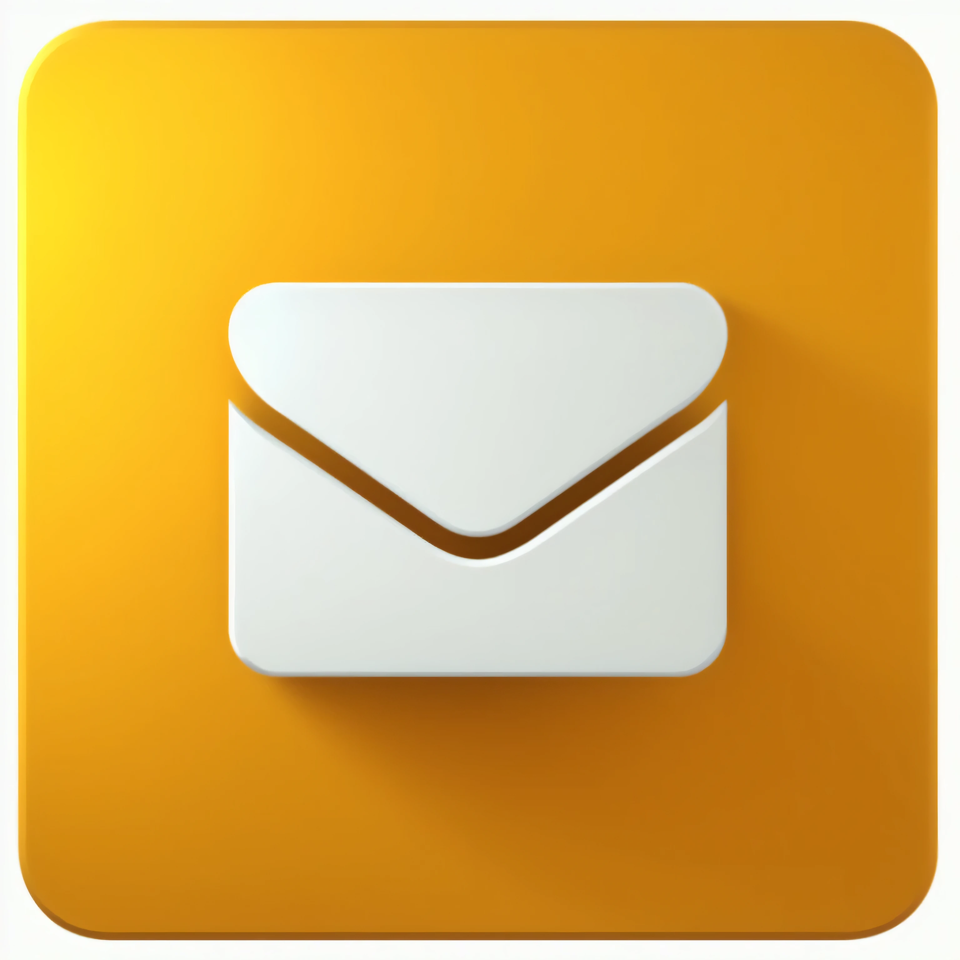 a close up of a yellow square with a white envelope, email, app icon, icon, uploaded, symbol, gold, bottom angle, ios app icon, icon pack, 3 d white shiny thick, corporate phone app icon, middle shot, highdetailed, icon style, game icon, ios icon, message, 3 d icon for mobile game, image, by Matt Stewart