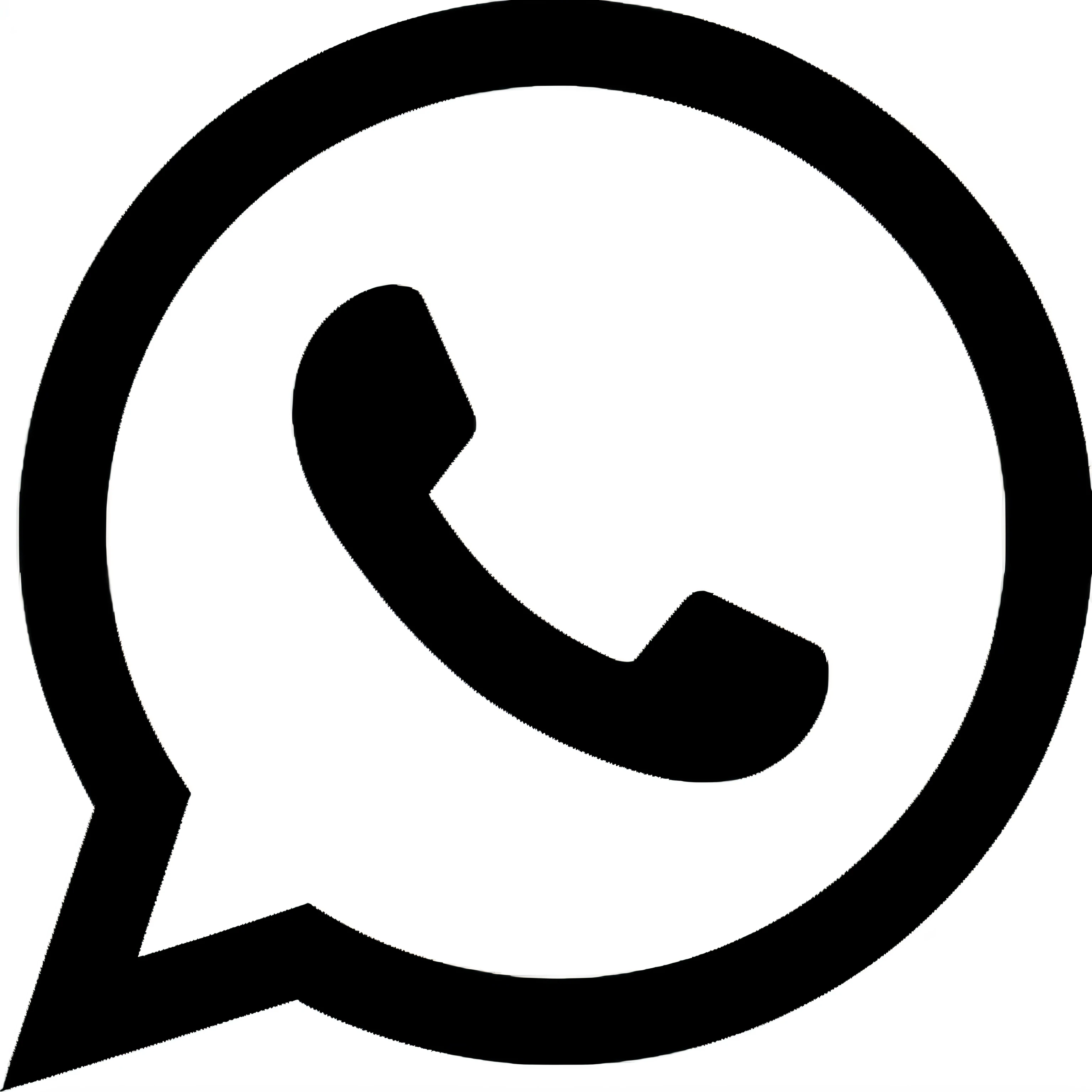 a black and white image of a phone with a speech bubble, whatsapp, with a white, without text, mid tone, 2 5 6 x 2 5 6, 256x256, rounded logo, link, white outline, black and white logo, unique design, breathtaking quality, 1285445247]