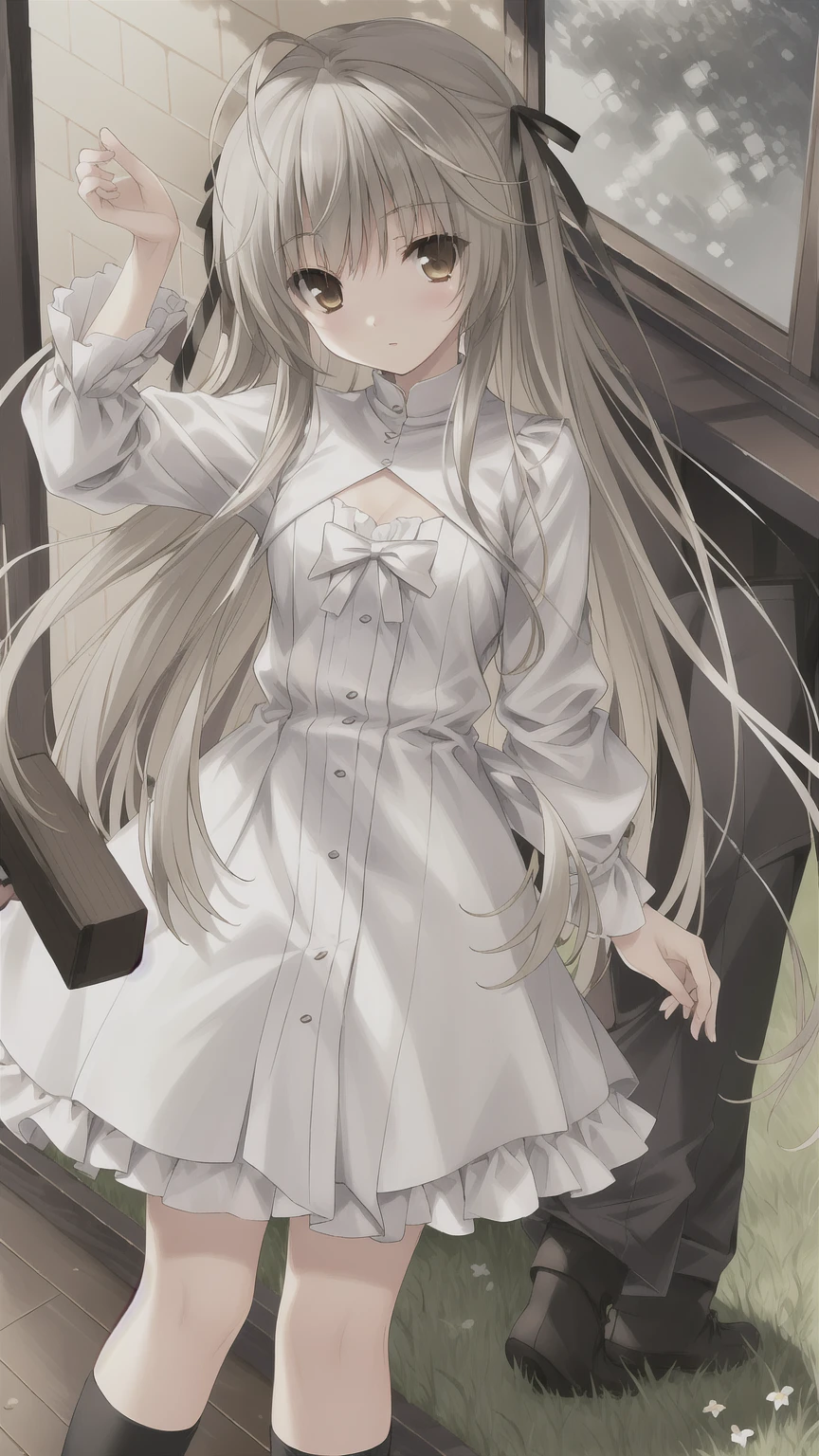 ((masterpiece:1.4, best quality)) ,Kasugano Sora,1 Cute girl,Brown eyes,Plush Toys,Stuffed Animals,stuffed bunny,,Happy,eternal,Black knee-high socks Jane Shoes,spring,Sunburst Orange Jacket,Energetic and mischievous