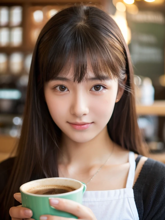 best quality,Clear face,Ultra HD,a beauty,Beautiful girl born in the countryside,20 years old,Working in the city,coffee shop clerk