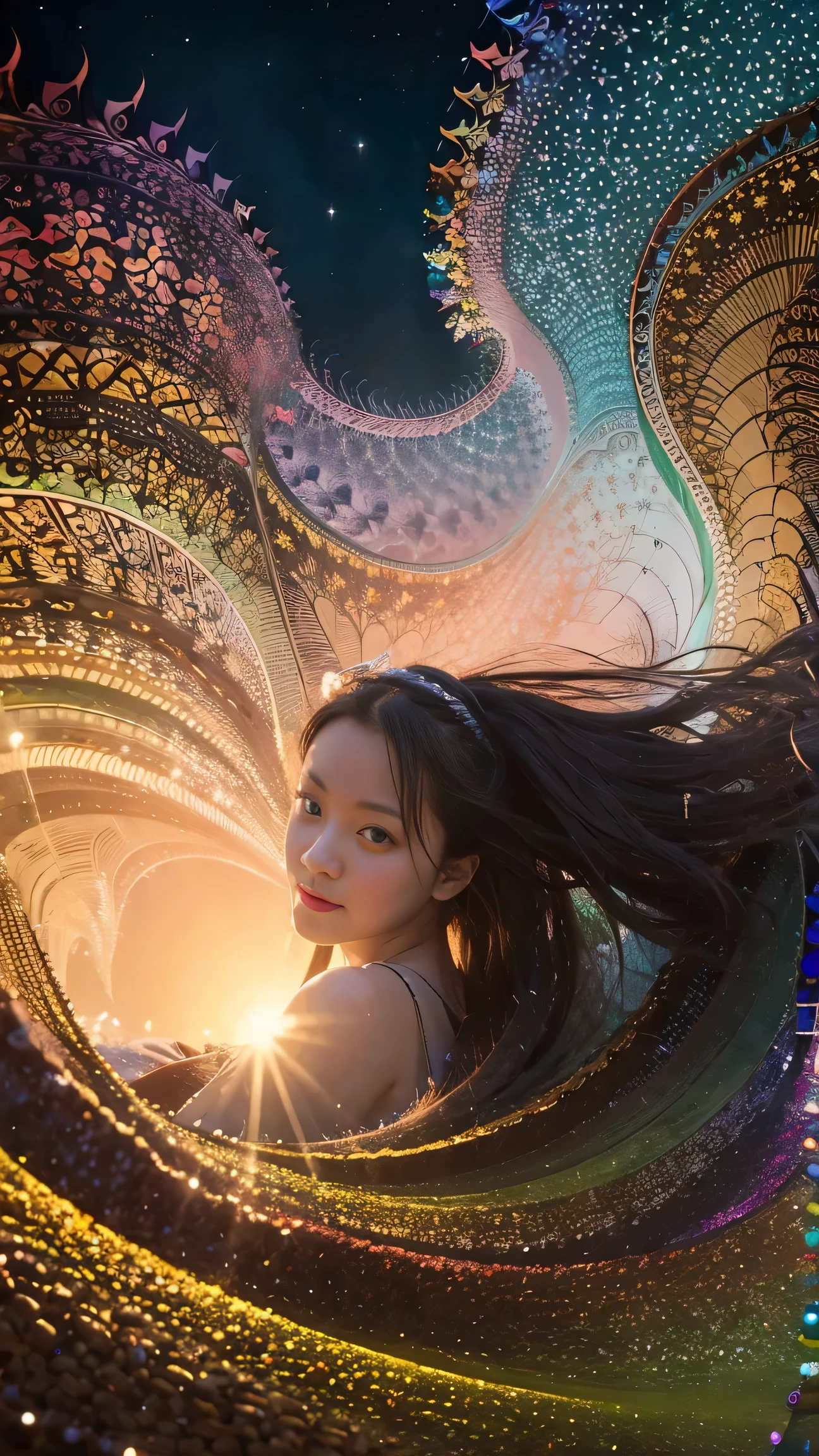 (masterpiece, top quality, best quality, official art, beautiful and aesthetic:1.2), (1girl), extreme detailed,(fractal art:1.3),colorful,highest detailed