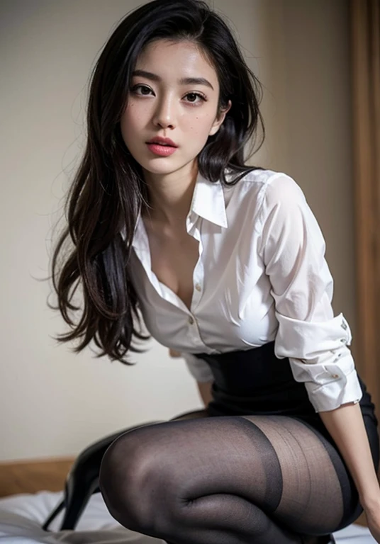 (((NSFW))), An elegant, upper-class, elite secretary in a business shirt, Working in the office、Wearing a strict business suit, Wearing pantyhose、Wear high-quality high heels、 Girl in a shirt, Wearing a business suit, Wear a shirt and skirt, Woman in a light-colored business suit, RAW Photos, (8k、highest quality、masterpiece:1.2)、(Intricate details:1.4)、(Photorealistic:1.4)、Complex 3D rendering with ultra-detail, Soft studio light, Rim Light, Vivid details, Super Detail, Realistic skin textures, Face in detail, Beautiful details in the eyes, Very detailedな CG Unity 16k 壁紙, compensate, (Detailed Background:1.2), (Realistic, photoRealistic:1.37)Very detailedな顔と肌の質感, (Beautiful Eyes),Very detailed, Focus your eyes clearly, Nose and mouth,Face Focus, Symmetrical face,Realistic nostrils、Angle from below、Elongated C-shaped nostrils,,,,,,,,,,,,,,,,,,,,,,,,,,,,,,,,,,,,Browsing Caution,White Background、Sweaty skin、Lighting that accentuates skin that shines with sweat、Skin shiny with sweat、Shiny skin、(Wet and shiny tongue). ((Perfect beauty)), 20 year old Japanese woman, ((mini skirt)),((Camel Toe)), Exposed slim thighs, ((Black see-through lace panties)), ahegao,