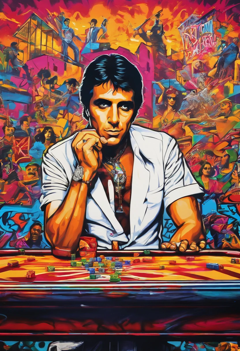  Foto de Tony montana, Scarface, Chalino Sánchez playing on a villa table