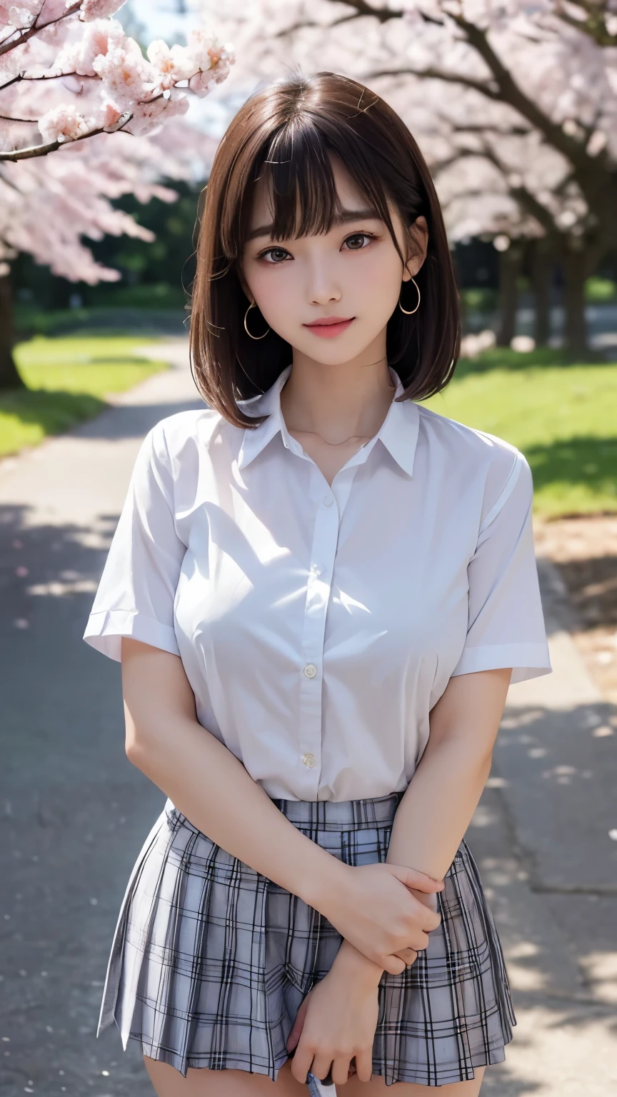 ((Best of the highest quality, 8k, Masterpiece: 1.3, raw photo)), Sharp focus: 1.2, (1 AESPA girl: 1.1), (Solo: 1.18), (realistic, photo-realistic:1.37), face focus, cute face, finely eyes, (Small breasts, flat chest: 1.3), full nude, (neat silk shirt, panties: 1.4), short messy hair, updo, (standing, from below: 1.2), garden, flower,
