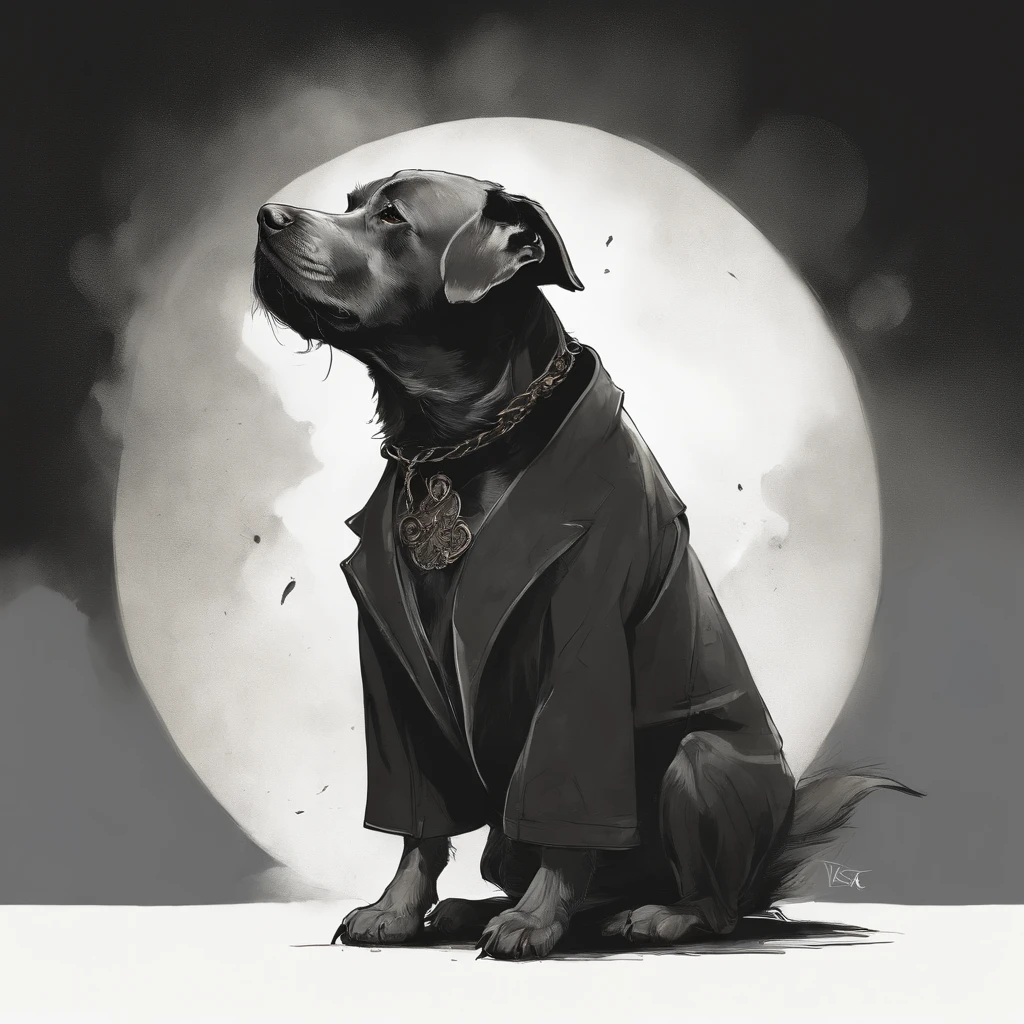 A captivating and minimalist caricature of a weed-smoking doggy showcasing a blend of pop culture references and dark surrealism. The doggy has an exaggerated, side view appearance, with a hint of grotesque. The art style is reminiscent of Russ Mills, Sakimichan, Wlop, Loish, Artgerm, Darek Zabrocki, and Jean-Baptiste Monge. The illustration is presented as a croquis, art line sketch, and watercolor painting, with a touch of color engraving. The overall atmosphere is mystical and eerie while maintaining a sense of minimalism and simplicity. painting, dark fantasy, illustration