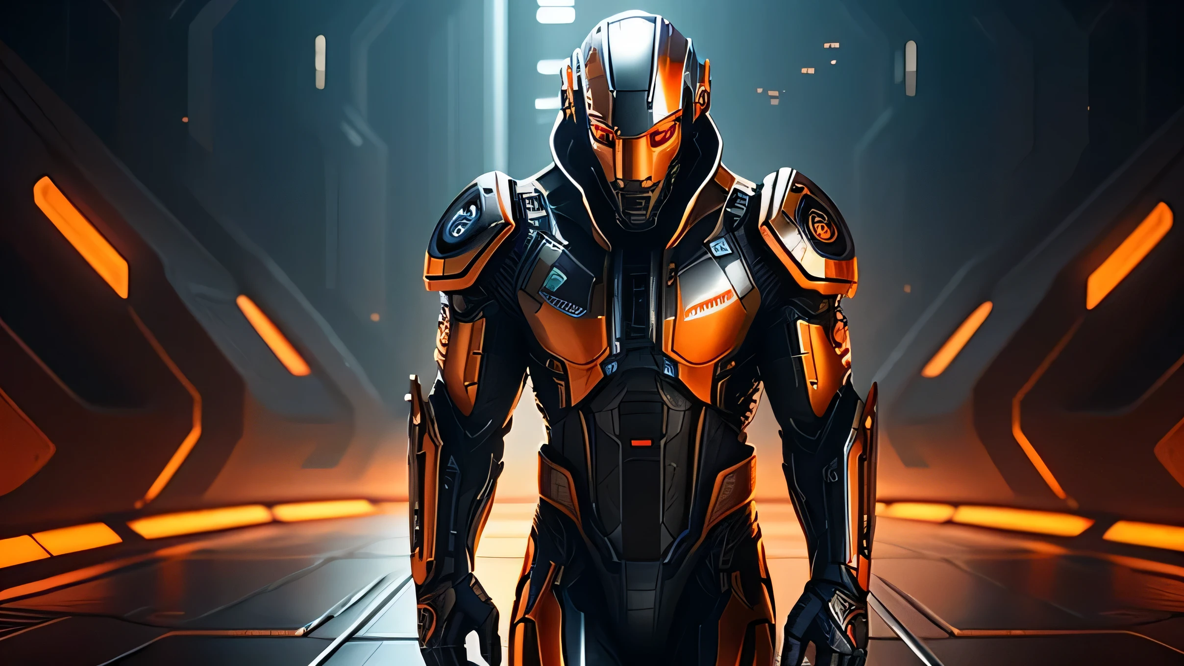 Glenn Maxwell wear robotic suit with red blue neon light in cyberpunk cricket stadium at sunset