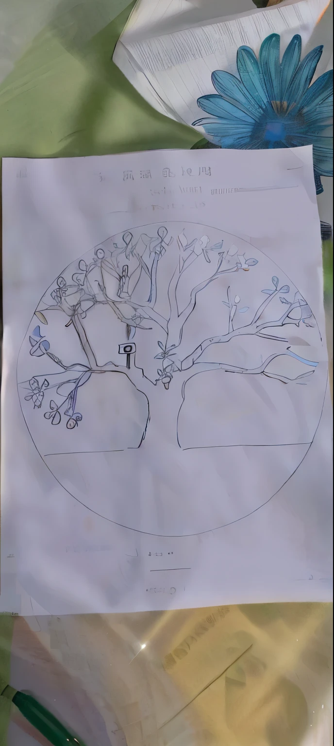 there is a drawing of a tree on a sheet of paper, outline drawing, simple drawing, a beautiful tree, tree of life inside the ball, drawn on white parchment paper, detailed trees in bloom, tree of life seed of doubt, world tree, outline sketch, trees and flowers, tree of life, the tree of life, a drawing, tree in the background