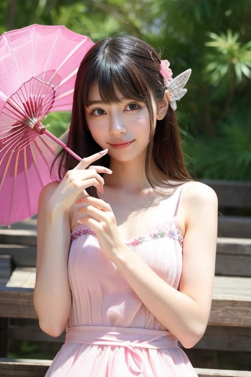 Japanese Elf Fairy beautiful girl Pink Dress cute