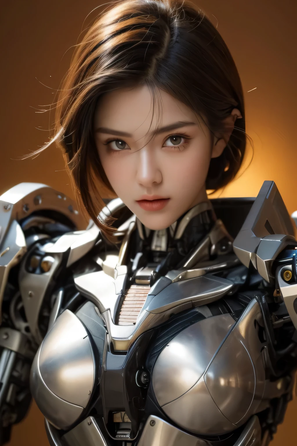 ((best quality)), ((masterpiece)), (detailed), perfect face Textured skin, Super Detail, high details, High quality, Best Quality, hight resolution, 1080p, hard disk, Beautiful,beautiful cyborg woman,Mecha Cyborg Girl,Battle Mode,Girl with a Mecha Body,She wears a battle cyborg mech with a weapon,Cyborg Warrior