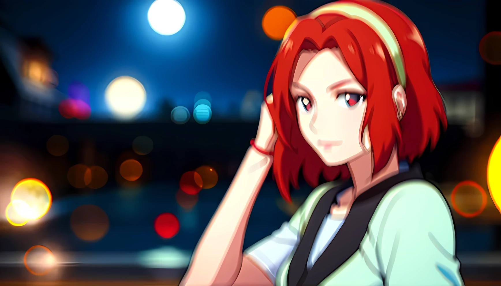 Red Hair, (Bokeh effect), Euradev, hair band, Bright Moon