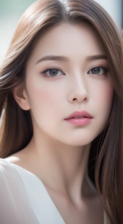 (Best quality,4K,8K,A high resolution,Masterpiece:1.2),Ultra-detailed,(Realistic,Photorealistic,photo-realistic:1.37),sportrait,Women,Long flowing hair,Off-white iris,vacant gaze,Plump pink lips,The ends of the hair have white flowers,Graceful figure,Medium shot,Black dress.