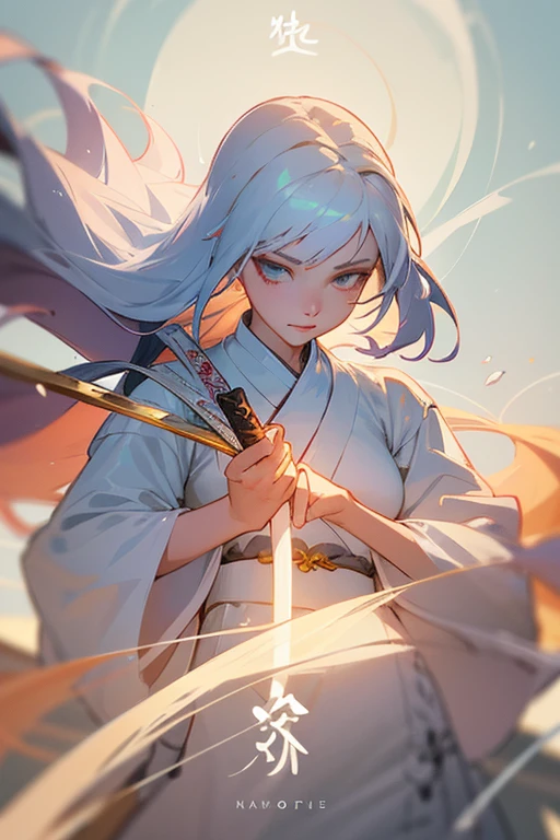 Close-up of a woman with a sword in a white dress, Ian Jay character portrait, trending cgsociety, fantasy art, beautiful drawing of the characters, artwork in the style of Gouvez, Gouvez, White Hanfu, flowing white clothes, whole body wuxia, epic exquisite character art, amazing character art, beautiful killer woman